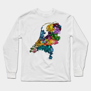 Spirograph Patterned The Netherlands Provinces Map Long Sleeve T-Shirt